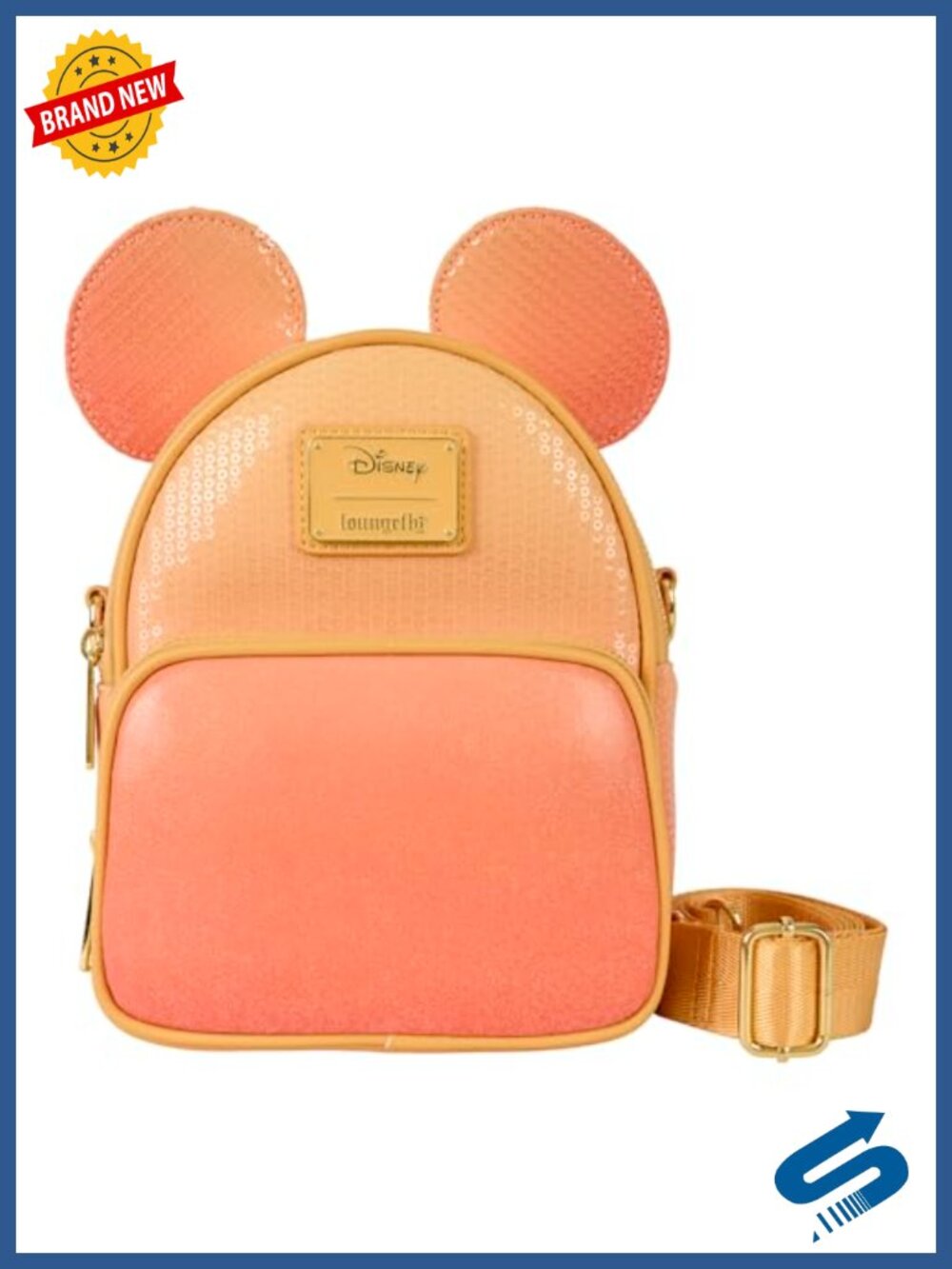 Faux Leather Convertible Mini Backpack & Crossbody Bag with Glitter Sequin